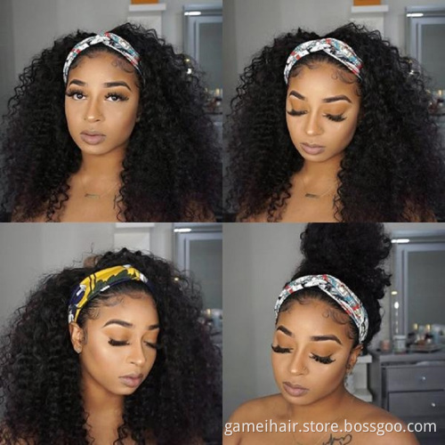 Wholesale Brazilian  Raw Virgin Hair Deep Wave Adjustable Headband Wigs.  Best Human Hair Headband Wigs For Black Women